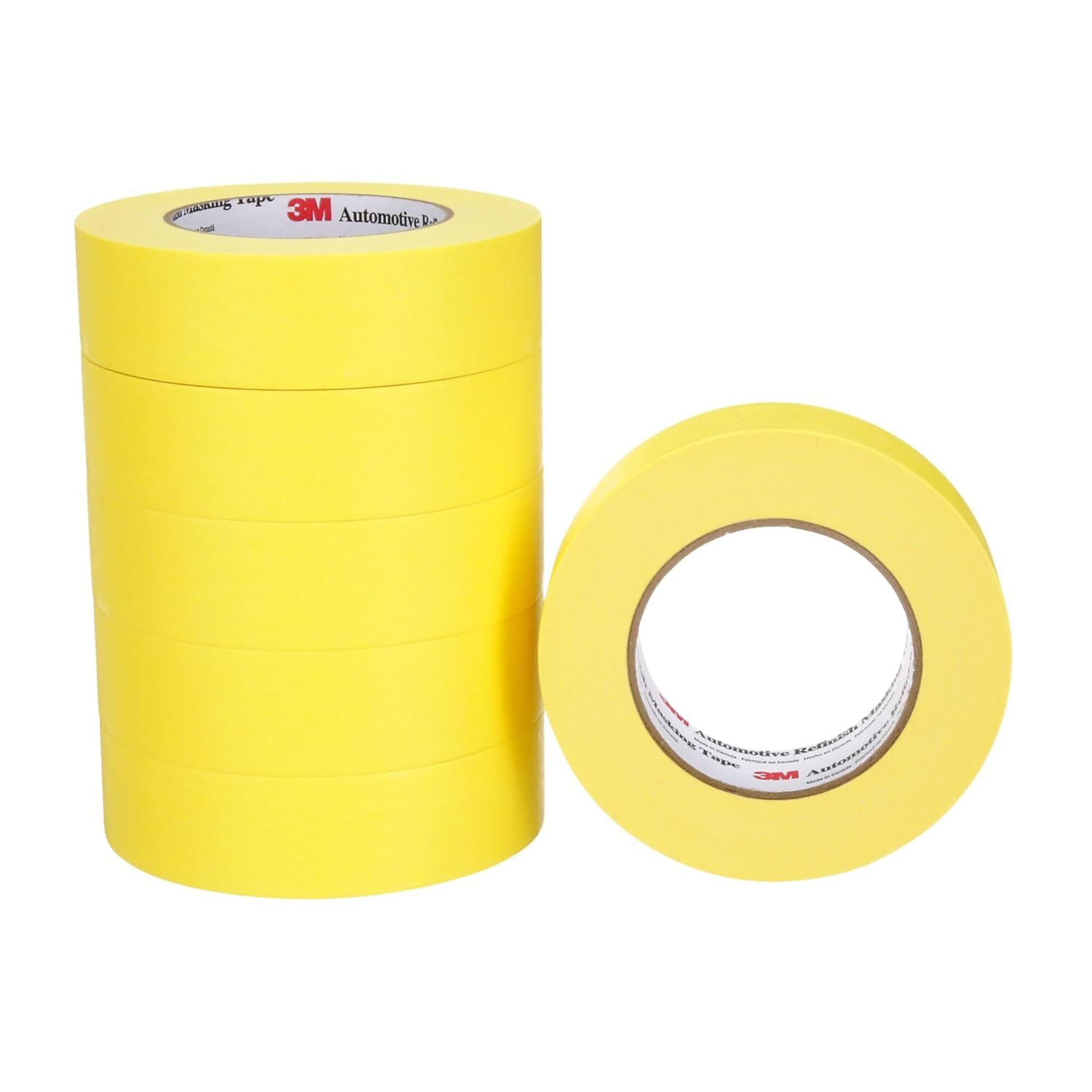 3M Automotive Refinish Masking Tape — 36mm x 55m, Yellow, Crepe Backing, Moisture Resistant, 60 Yards, 24 Rolls, Model# MMM6654